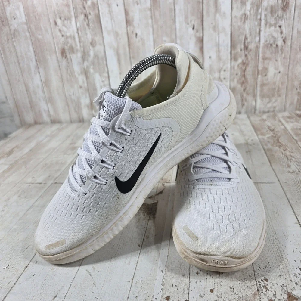 Nike Free RN 2018 Mens White Black Running Shoes 942836-100 Size 8